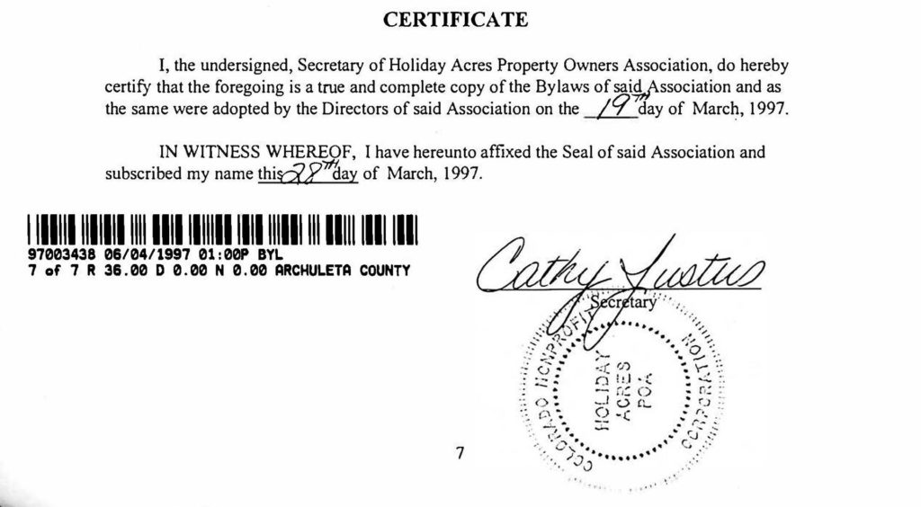 Bylaws Certificate